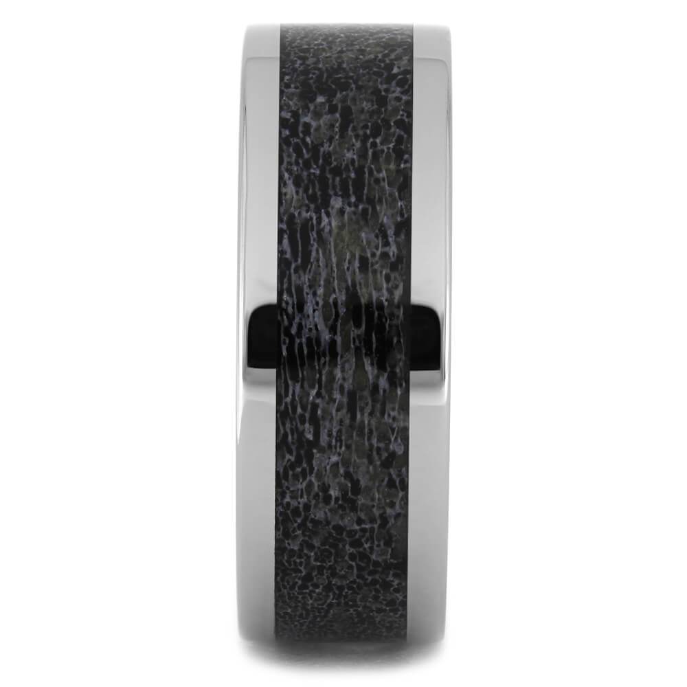 Men's Titanium Wedding Band with Black Antler Inlay-4513-BK - Jewelry by Johan