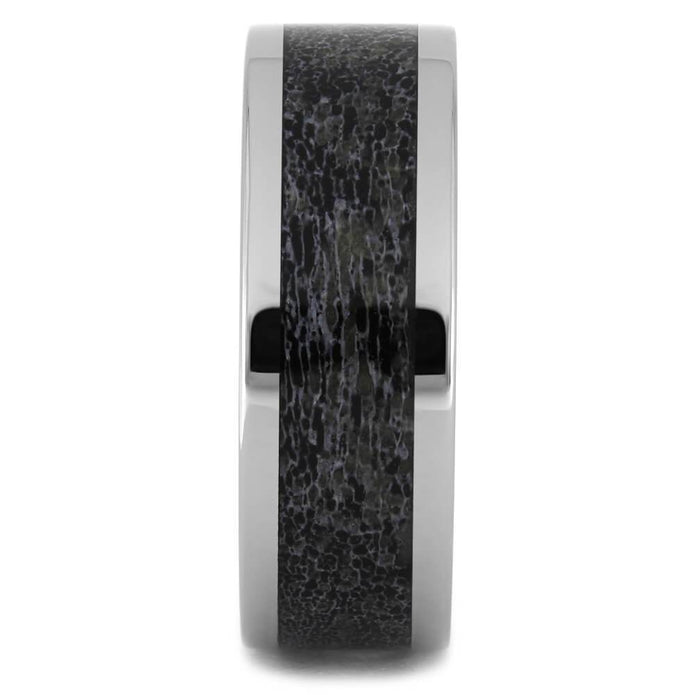 Men's Titanium Wedding Band with Black Antler Inlay-4513-BK - Jewelry by Johan