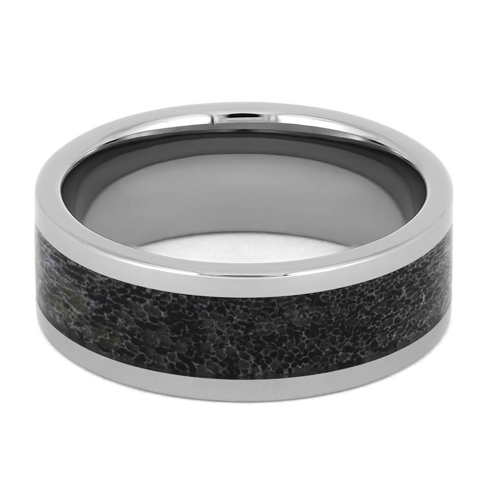 Men's Titanium Wedding Band with Black Antler Inlay-4513-BK - Jewelry by Johan