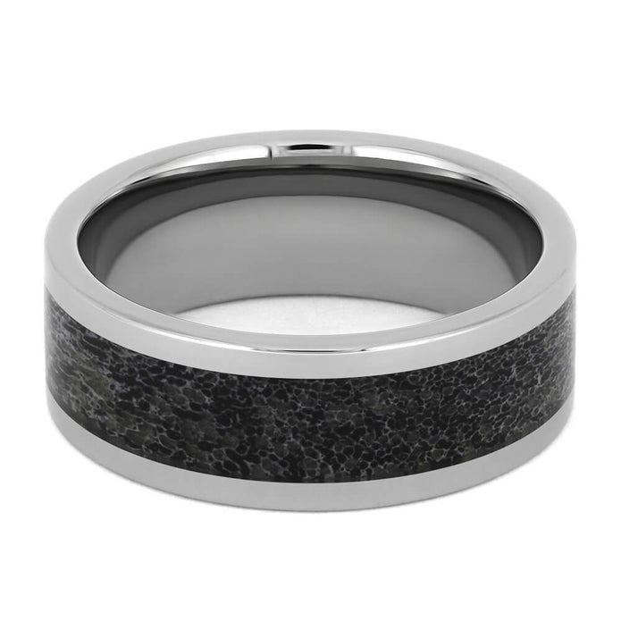 Men's Titanium Wedding Band with Black Antler Inlay-4513-BK - Jewelry by Johan