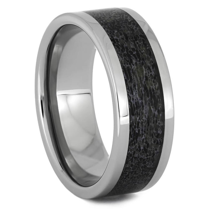 Men's Titanium Wedding Band with Black Antler Inlay-4513-BK - Jewelry by Johan