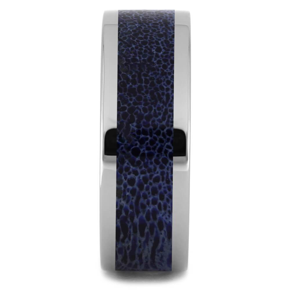 Colorful Titanium Ring with Blue Antler Inlay-4513-BL - Jewelry by Johan