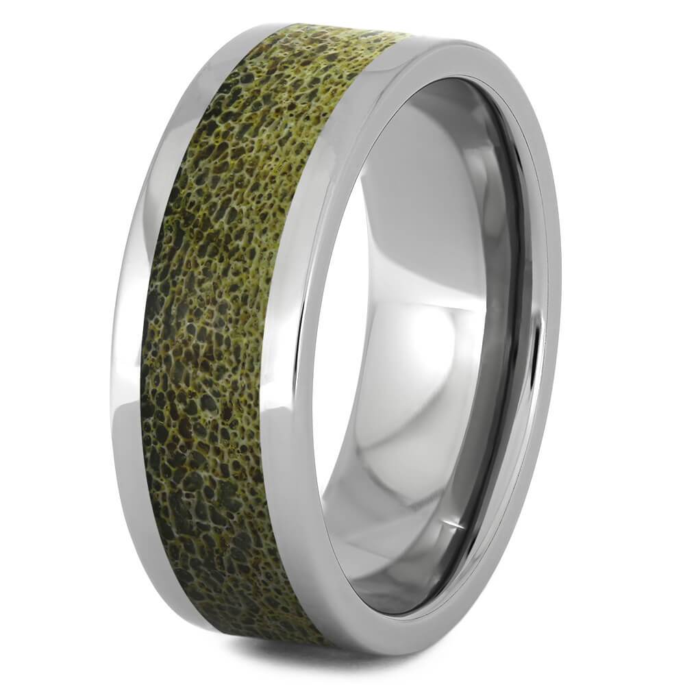 Polished Titanium Band with Unique Gold Antler-4513-GO - Jewelry by Johan