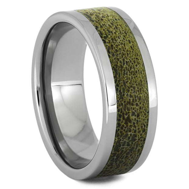 Polished Titanium Band with Unique Gold Antler-4513-GO - Jewelry by Johan