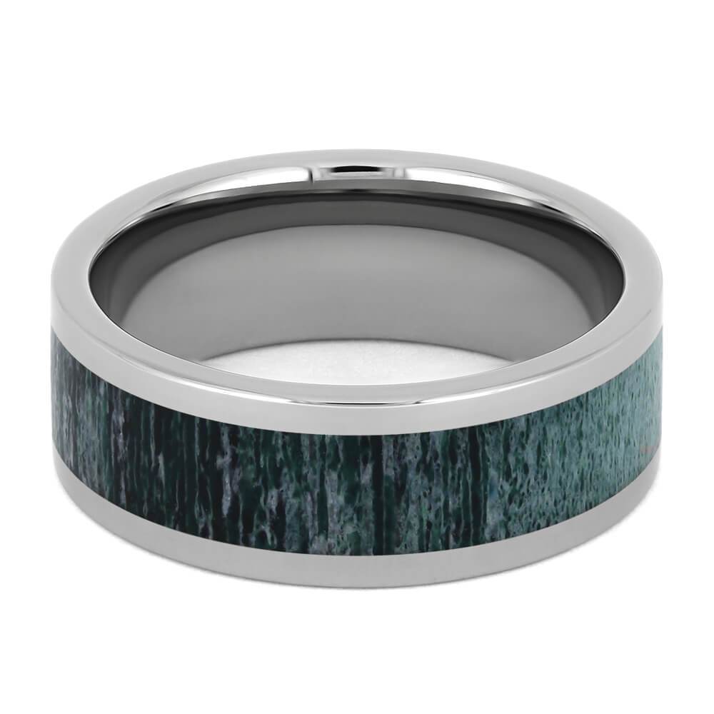 Men's Titanium Ring with Green Antler Inlay-4513-GR - Jewelry by Johan