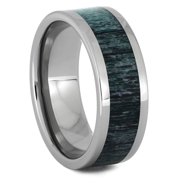 Men's Titanium Ring with Green Antler Inlay