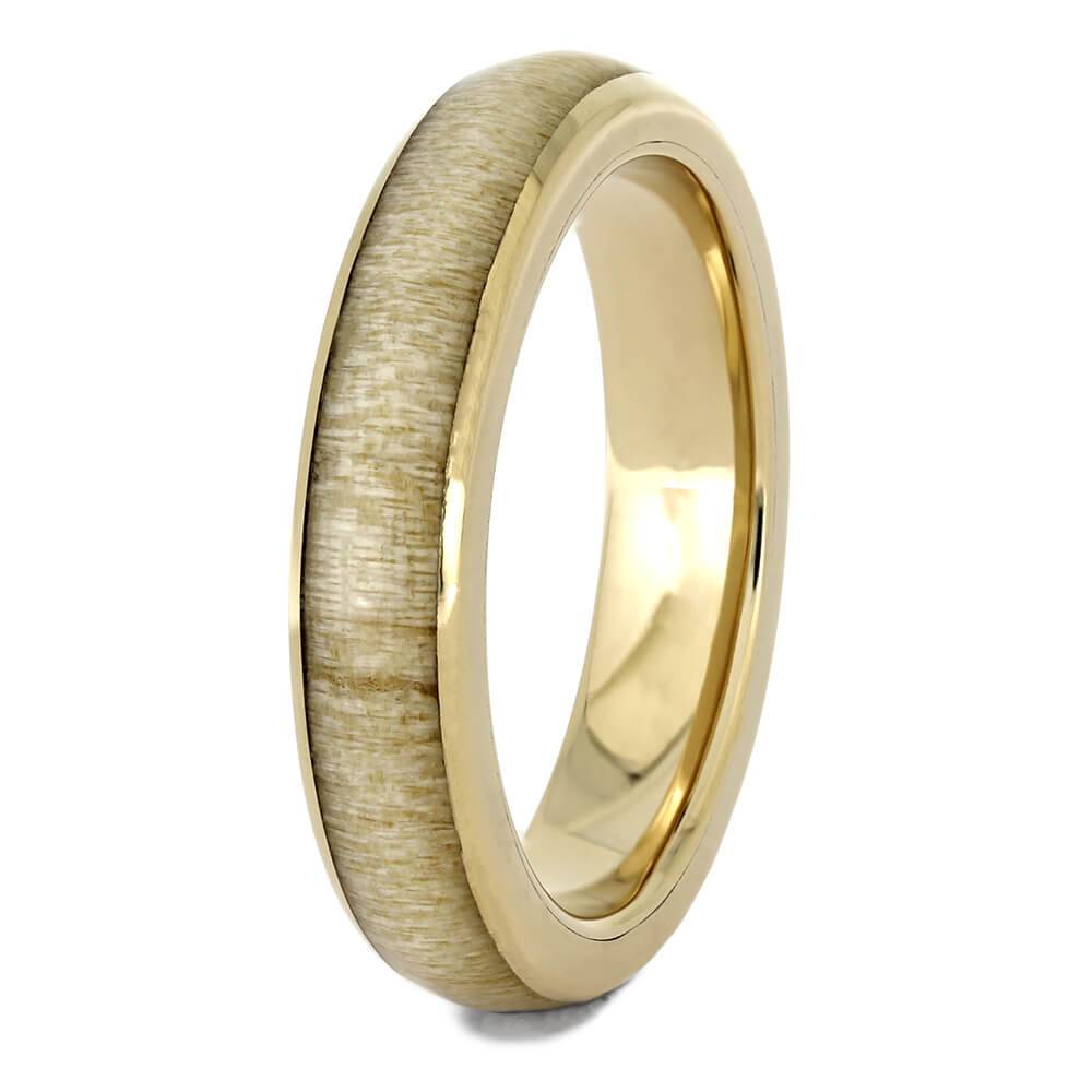 Thin Yellow Gold Wood Wedding Band