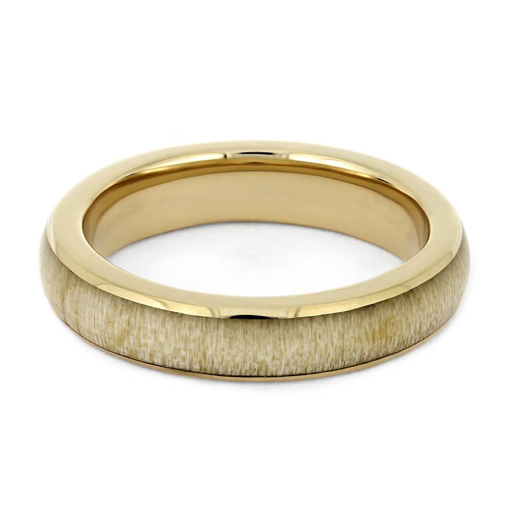 Thin Yellow Gold Wood Wedding Band