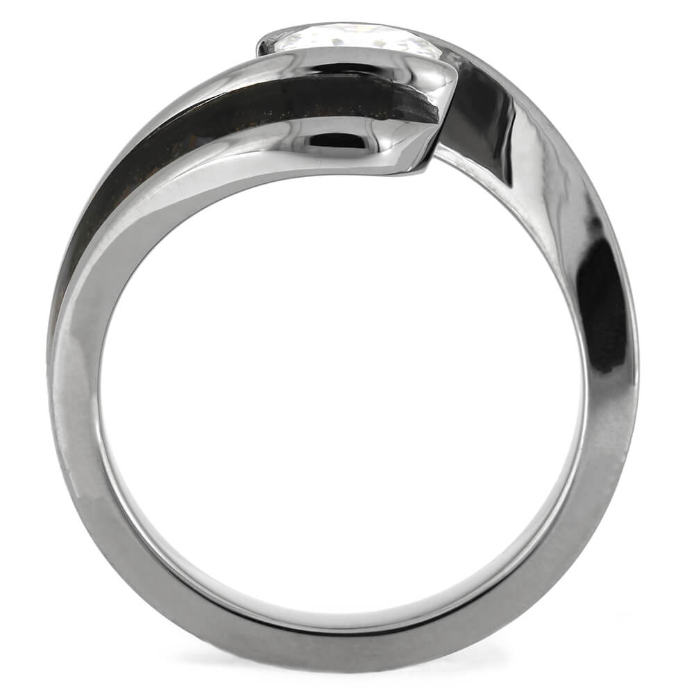 Tension Set Moissanite Engagement Ring with Dinosaur Bone-4519 - Jewelry by Johan