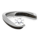 Tension Set Moissanite Engagement Ring with Dinosaur Bone-4519 - Jewelry by Johan