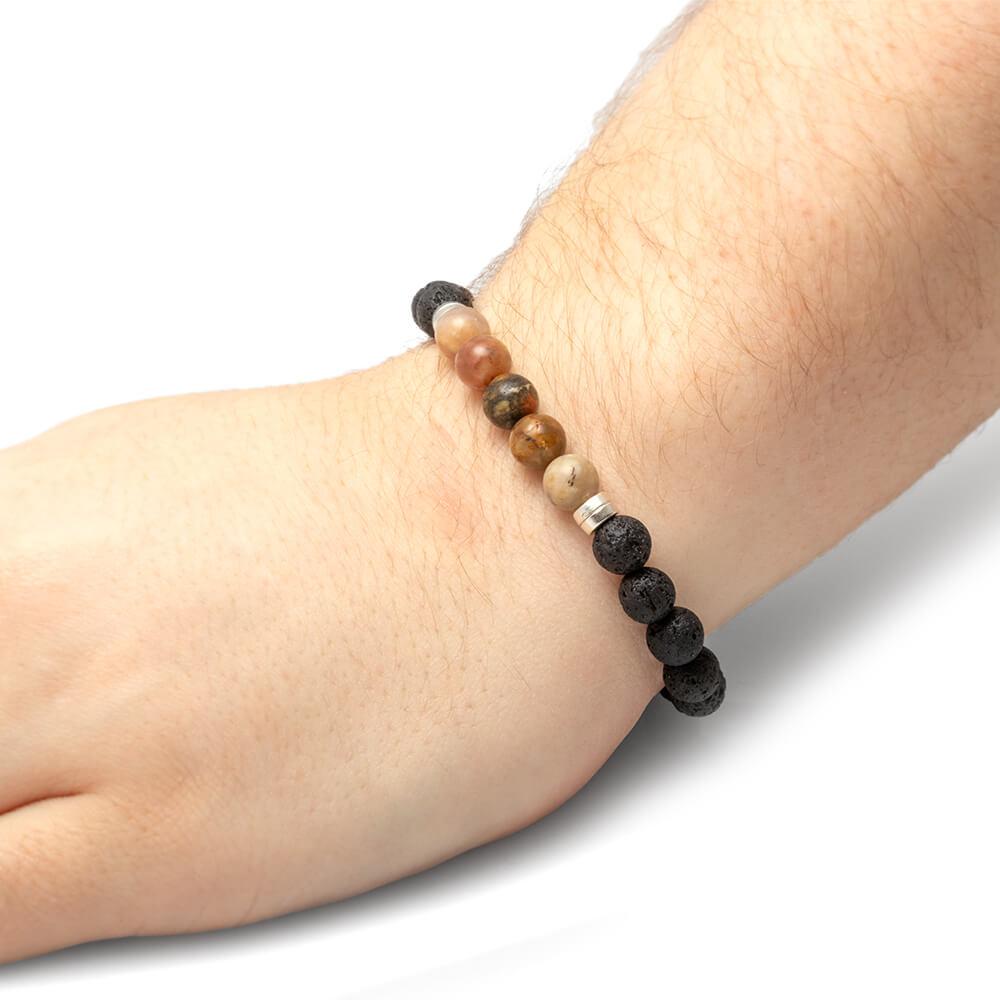 Fossilized Coprolite and Lava Bead Bracelet, In Stock-4523 - Jewelry by Johan