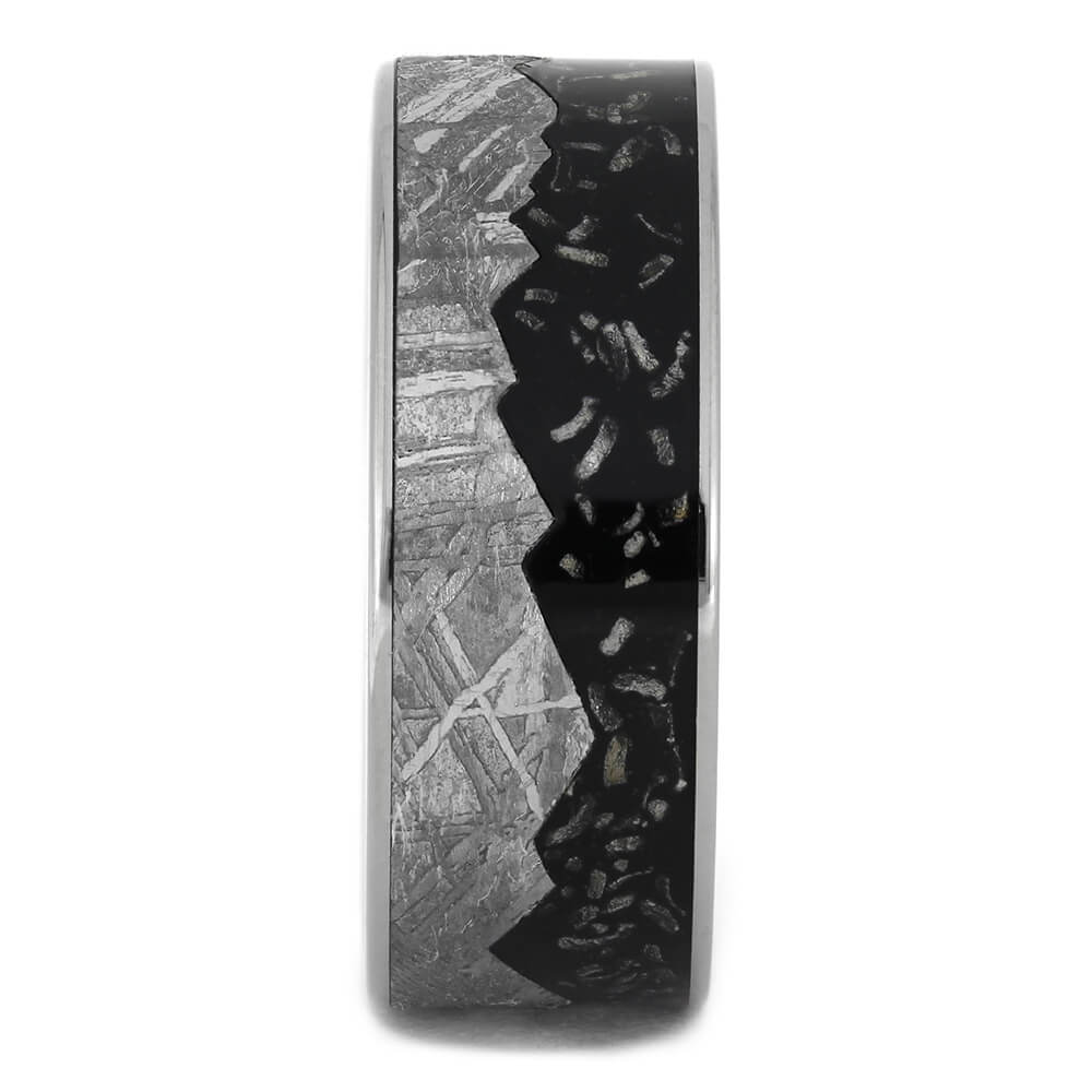 Black Stardust™ Wedding Band with Meteorite Mountain Design-4526 - Jewelry by Johan