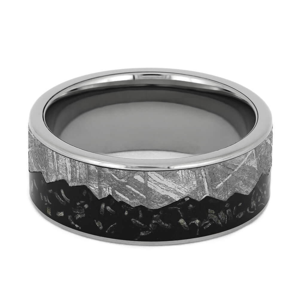 Black Stardust™ Wedding Band with Meteorite Mountain Design-4526 - Jewelry by Johan