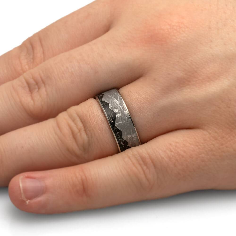 Meteorite Moonscape Wedding Band