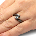 Tension Set Aquamarine in Black Zirconium Engagement Ring-4527 - Jewelry by Johan