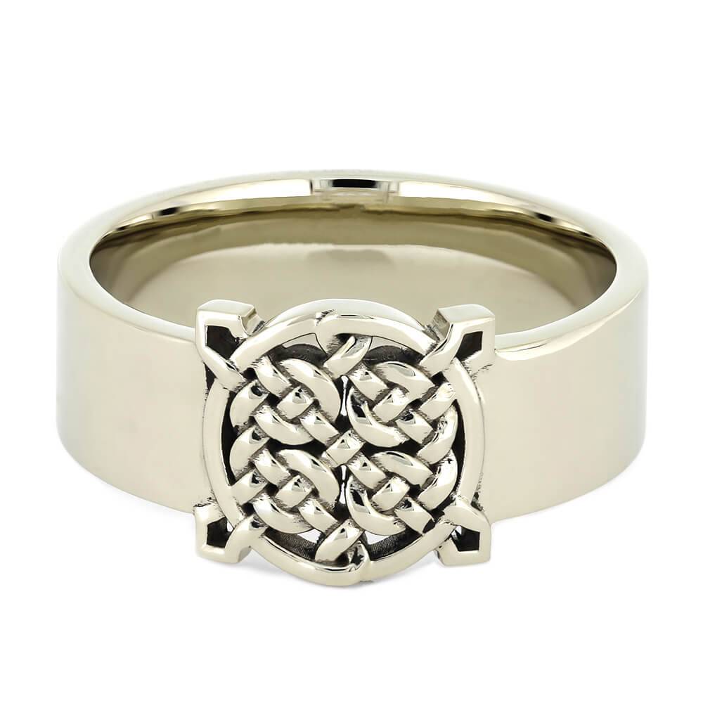 White Gold Celtic Signet Ring-4530 - Jewelry by Johan