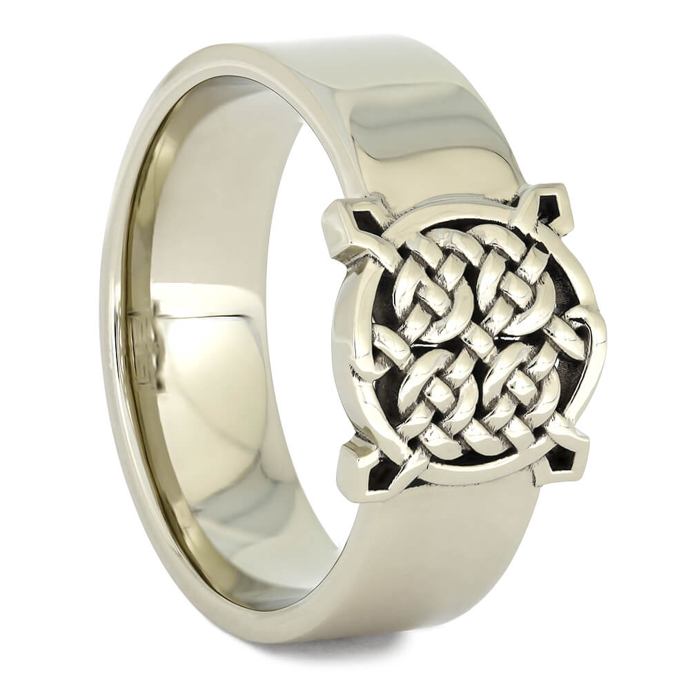 White Gold Celtic Signet Ring-4530 - Jewelry by Johan