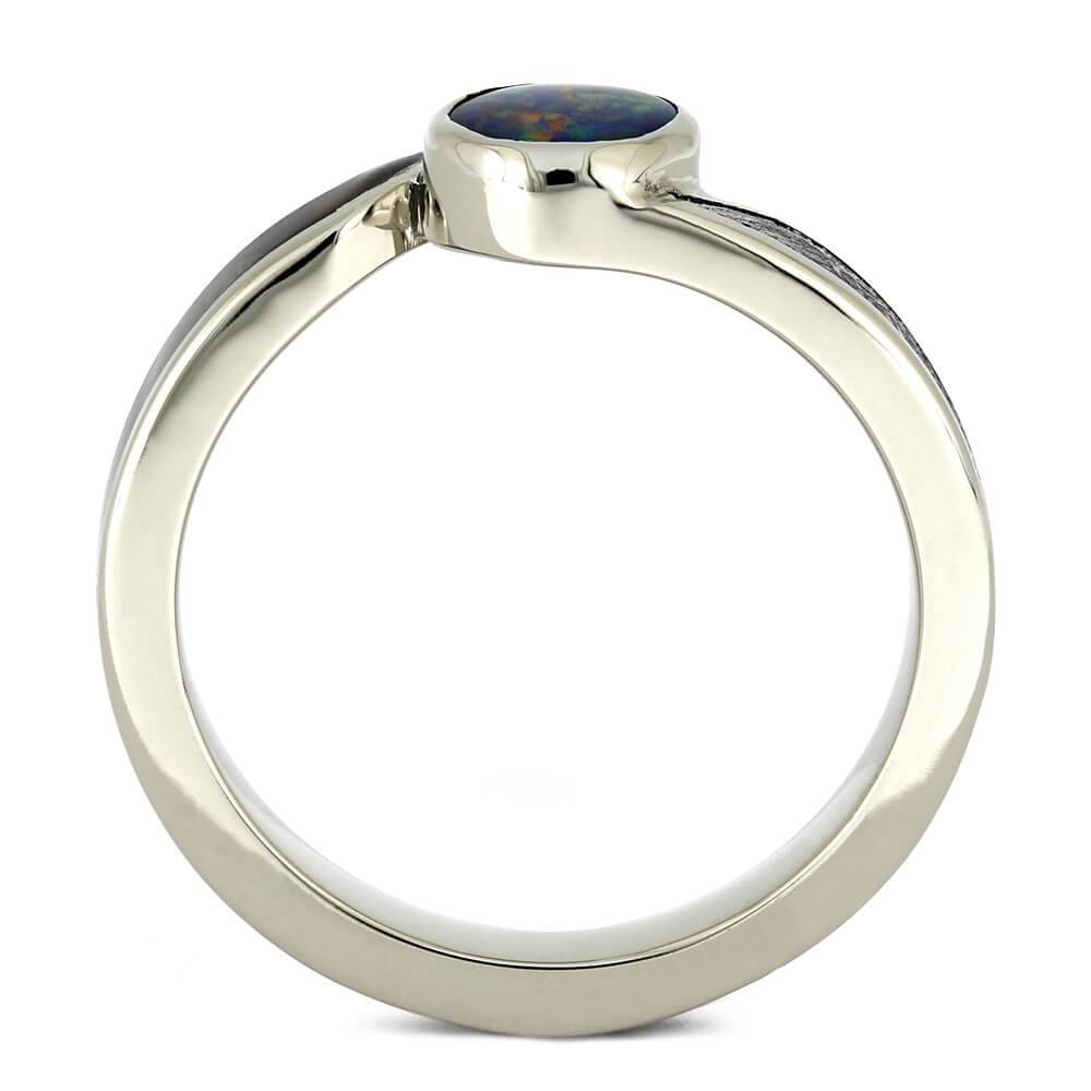 Opal Engagement Ring with Meteorite and Dinosaur Bone-4533 - Jewelry by Johan