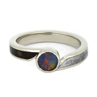 Opal Engagement Ring with Meteorite and Dinosaur Bone-4533 - Jewelry by Johan