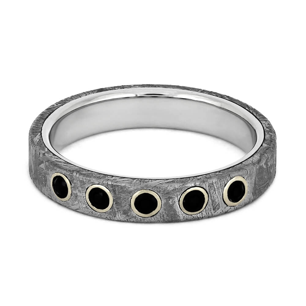 Meteorite & Black Diamond Wedding Band - Unknown - Send Ring Sizer First