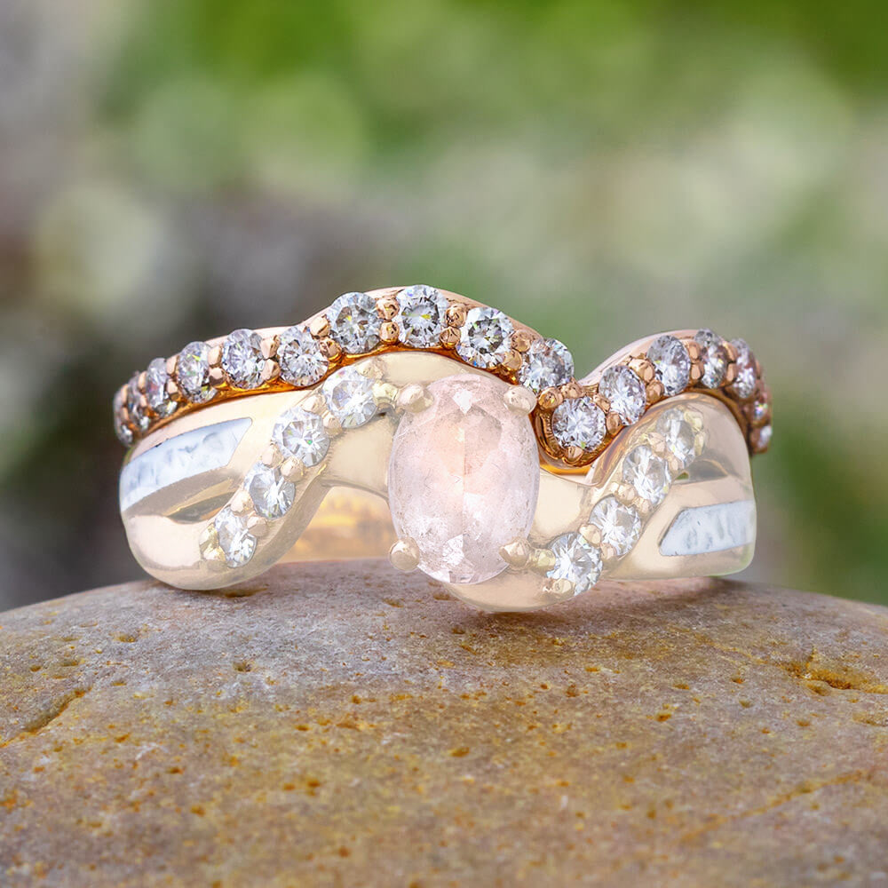 Diamond and Rose Gold Wedding Bands
