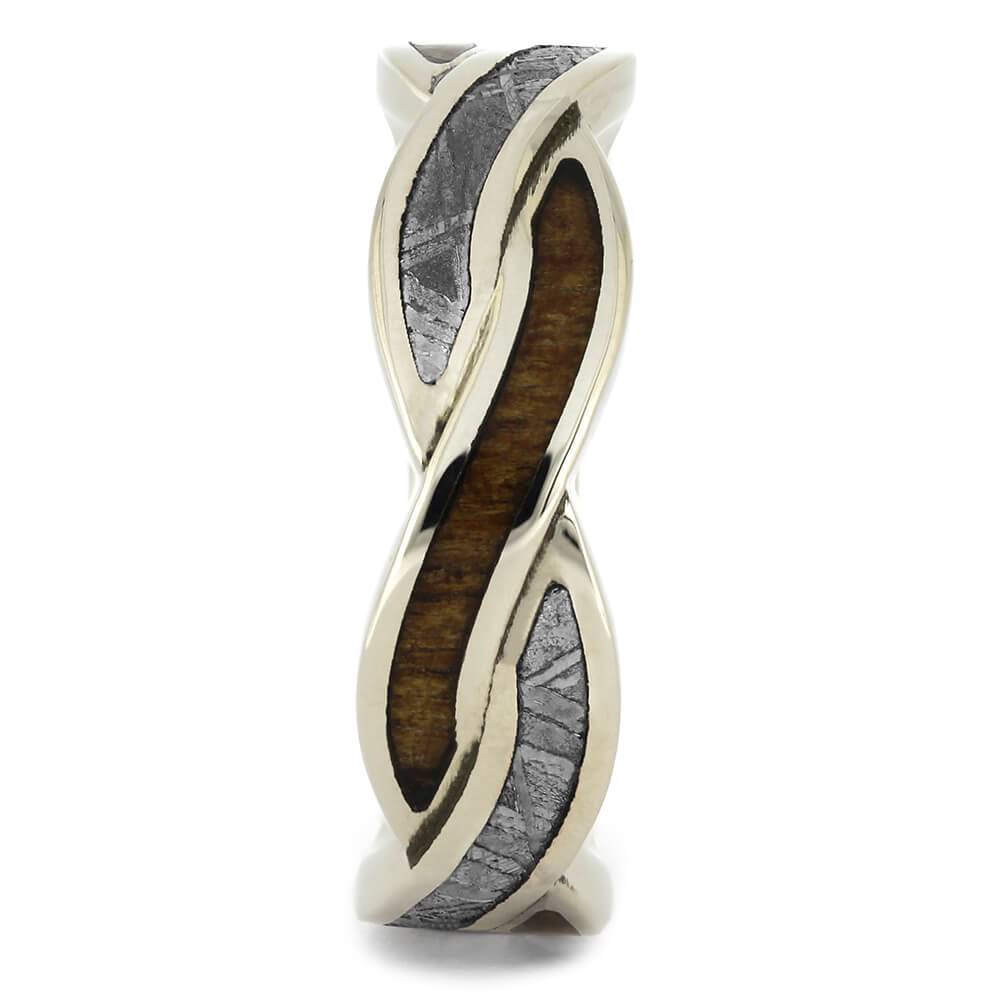 Meteorite and Koa Wood Twist Wedding Band-4538 - Jewelry by Johan