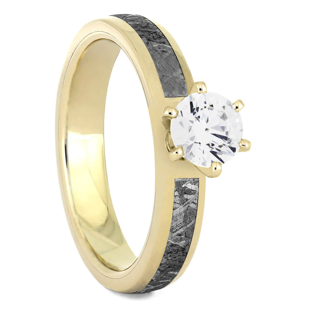Yellow Gold Engagement Ring With Meteorite Inlay