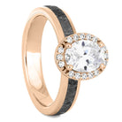 His & Hers Rose Gold & Meteorite Wedding Ring Set