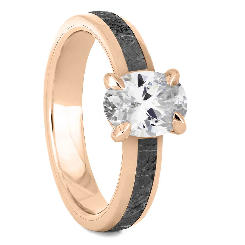 Oval Cut Solitaire Engagement Ring with Meteorite in Rose Gold-4543RG - Jewelry by Johan