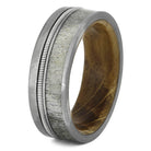 Antler and Guitar String Ring With Whiskey Barrel Wood Sleeve-4546 - Jewelry by Johan