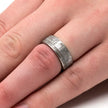 Memorial Ring With Meteorite And Whiskey Barrel Oak Sleeve-3751 - Jewelry by Johan