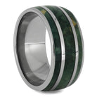 Wide Wedding Band With Green