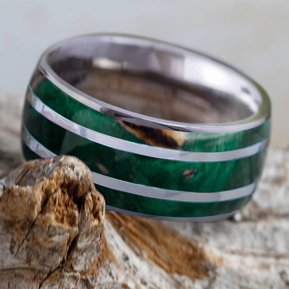 Green Wood Men's Wedding Band