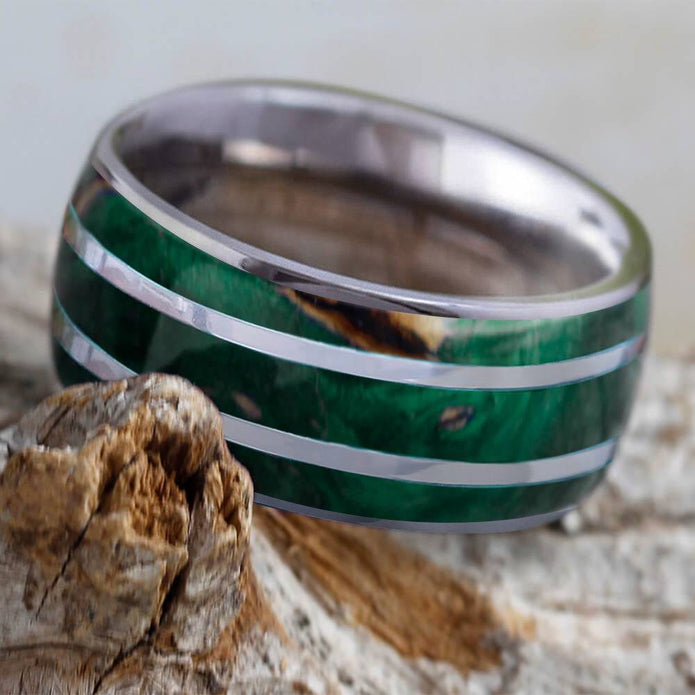 Green Wood Men's Wedding Band