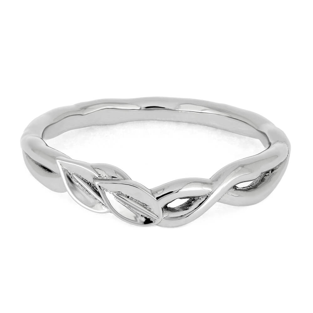 Platinum Wedding Band with Branch & Leaf Design-4563 - Jewelry by Johan
