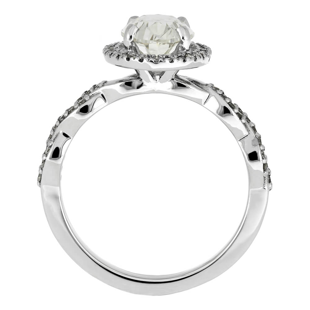Platinum Engagement Ring with Oval Shaped Diamond Halo-4567 - Jewelry by Johan