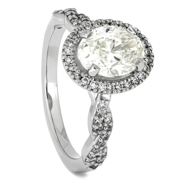 Platinum Engagement Ring with Oval Shaped Diamond Halo-4567 - Jewelry by Johan