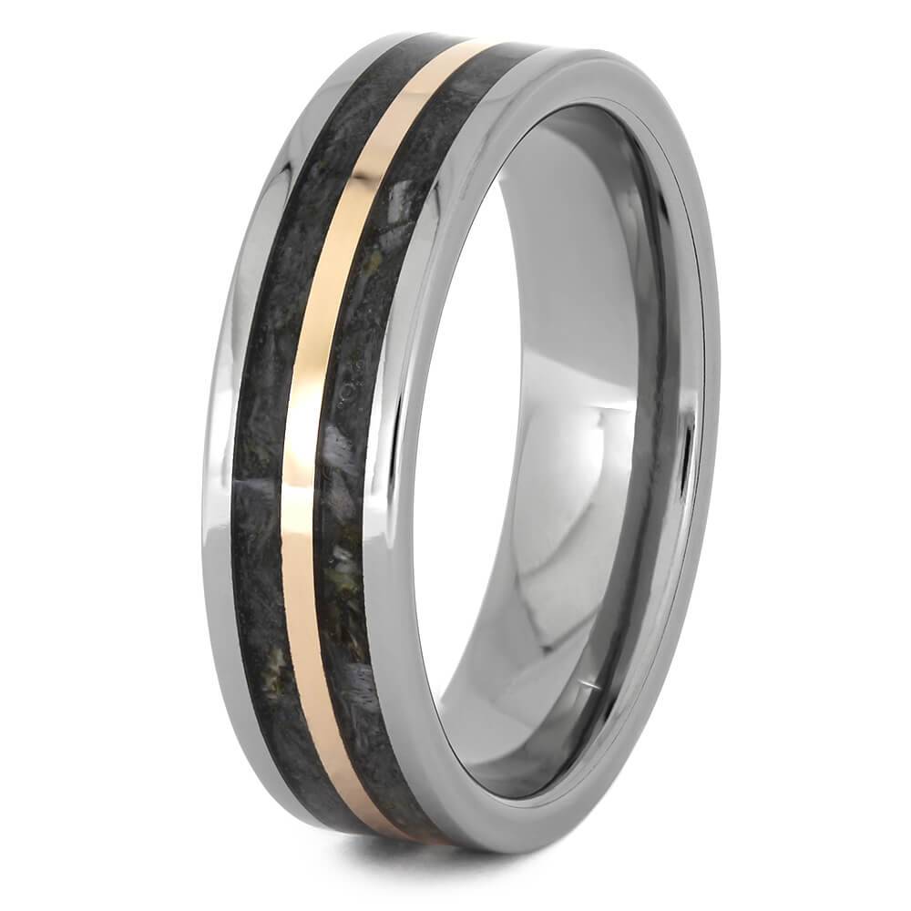 Deer Antler Wedding Band with Rose Gold Pinstripe-4575 - Jewelry by Johan