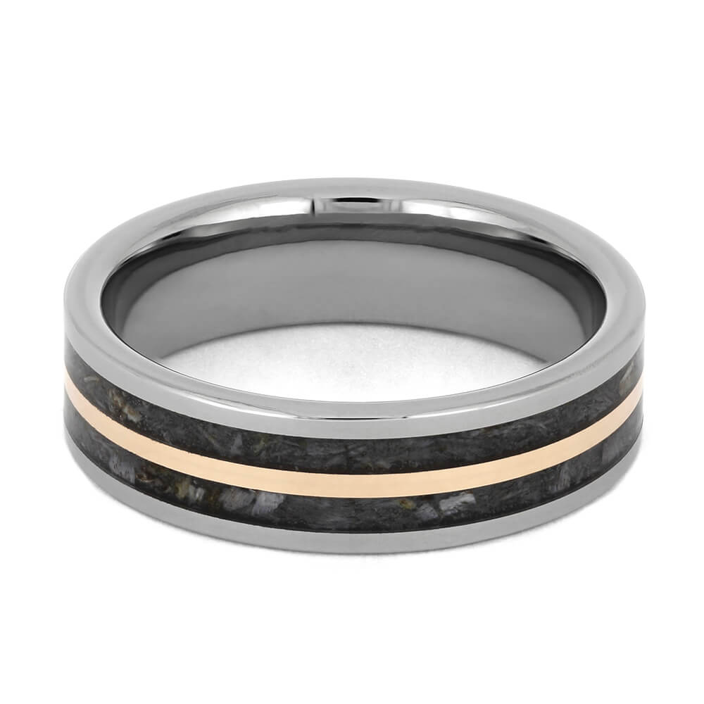 Deer Antler Wedding Band with Rose Gold Pinstripe-4575 - Jewelry by Johan