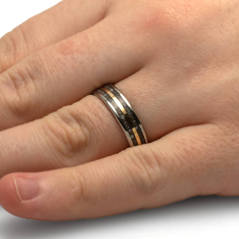 Antler Wedding Band in Titanium