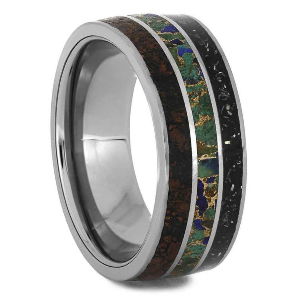 Triple Inlay Titanium Wedding Band