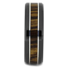 Black Ceramic Wedding Band with Zebrawood-4582 - Jewelry by Johan