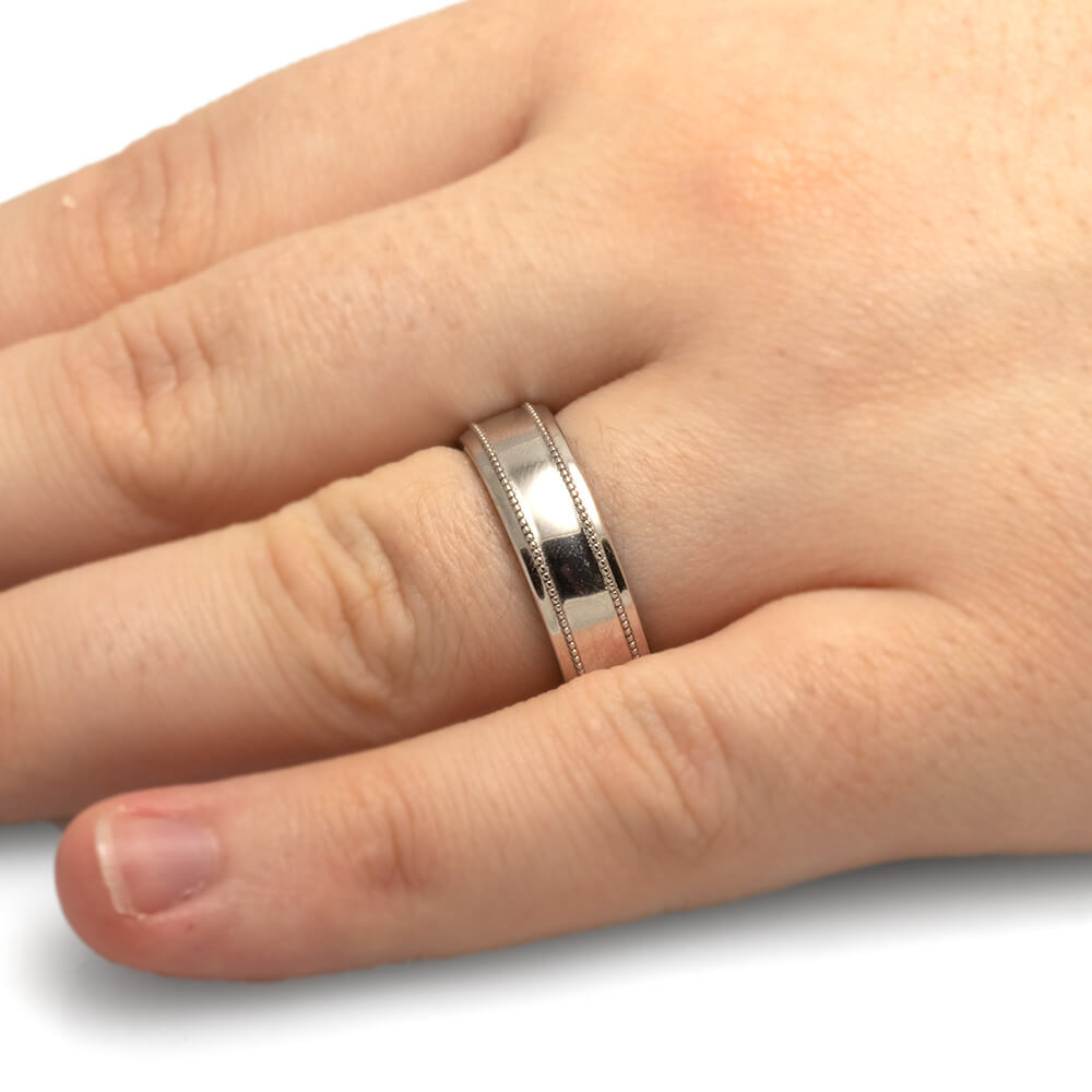 Platinum Wedding Band with Wooden Sleeve