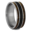 Men's Vinyl Record Ring with Whiskey Barrel Wood-4587 - Jewelry by Johan