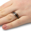 Men's Vinyl Record Ring with Whiskey Barrel Wood-4587 - Jewelry by Johan