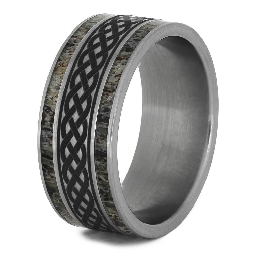 Celtic Knot Wedding Band with Deer Antler-4592 - Jewelry by Johan