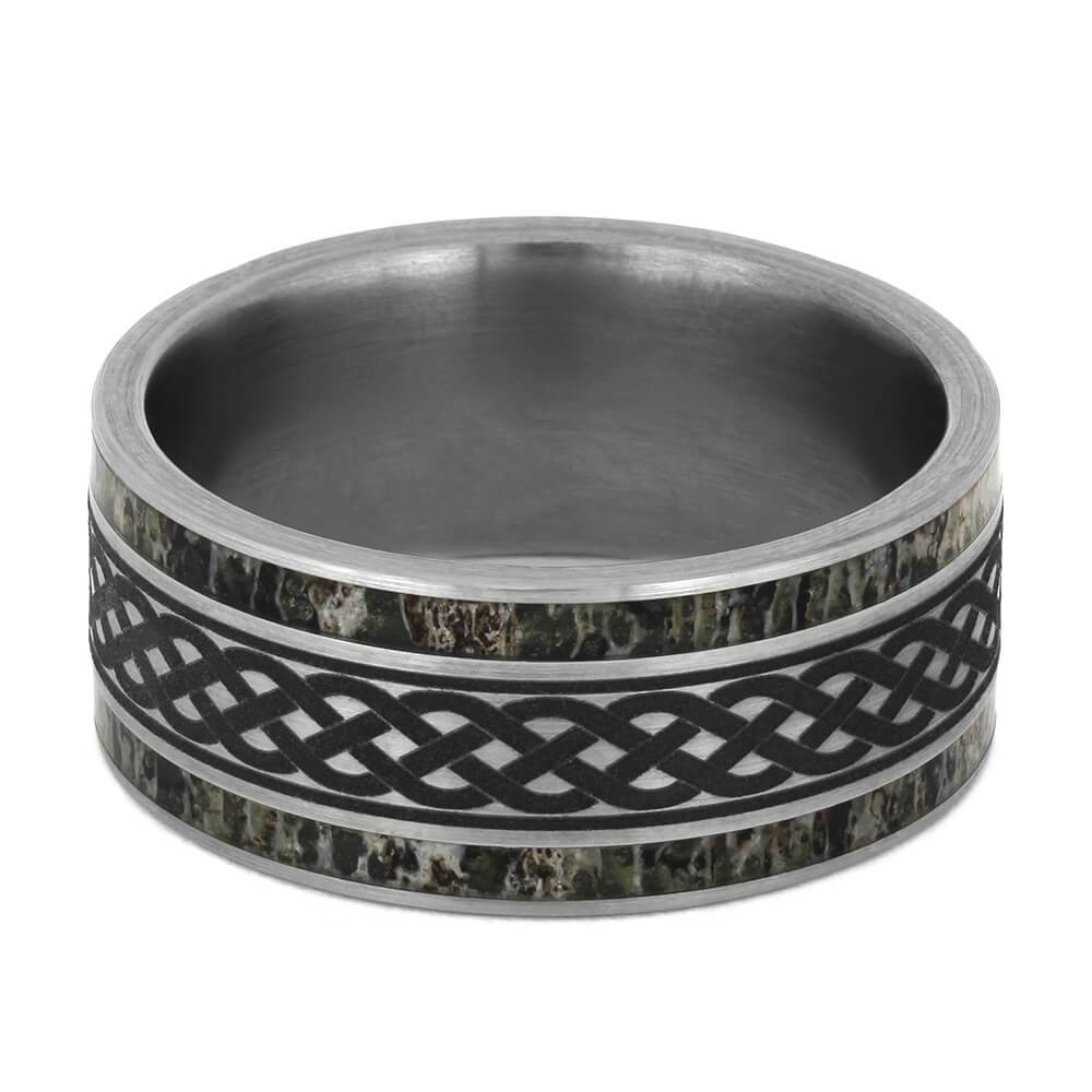 Celtic Knot Wedding Band with Deer Antler-4592 - Jewelry by Johan
