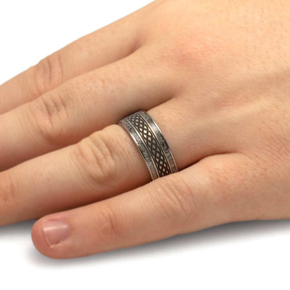 Antler and Celtic Knot Wedding Band