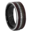 Unique Men's Wedding Band With Wood, Meteorite & Mokume Gane