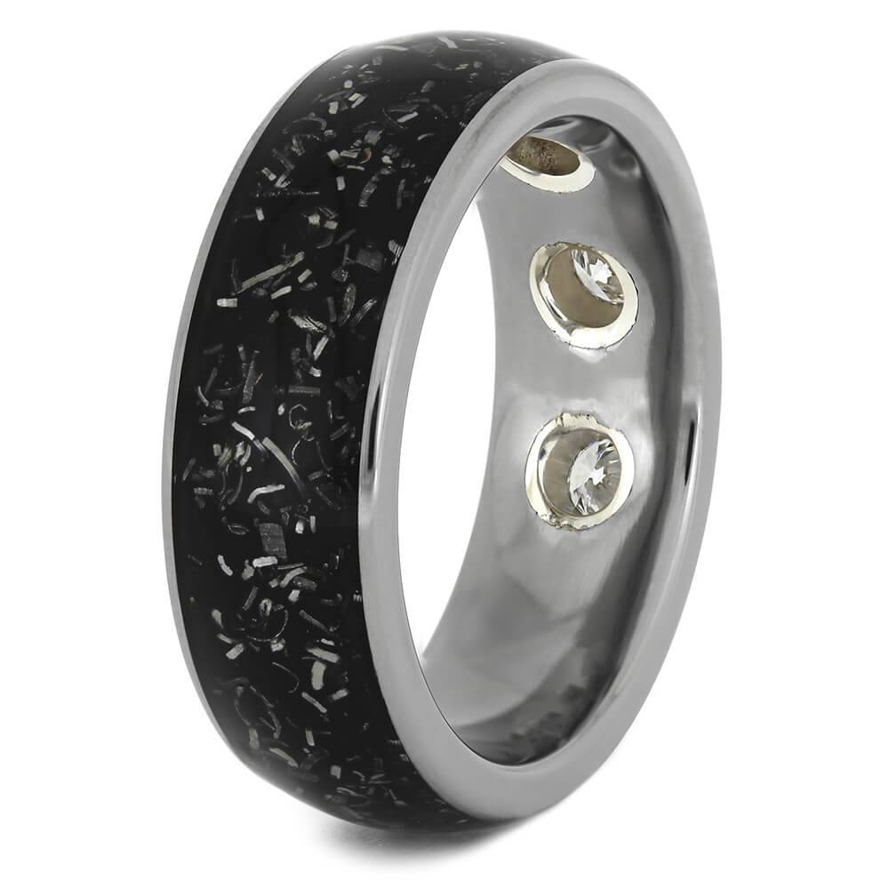Diamond Wedding Band with Black Stardust™-4600 - Jewelry by Johan